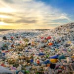 waste plastic bottles and other types of plastic waste at the Thilafushi waste disposal site.
