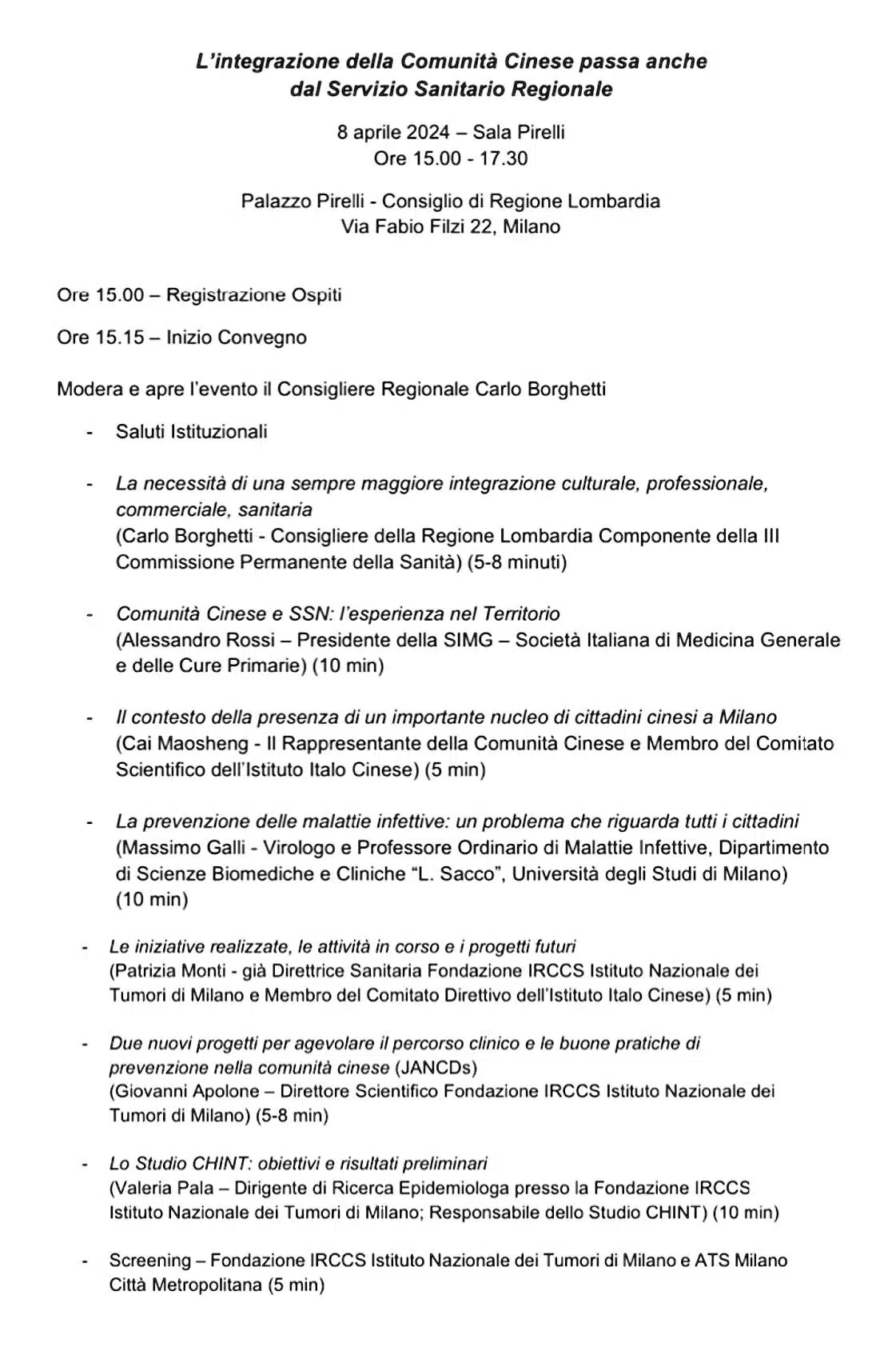 PROGRAMMA DEL CONVEGNO