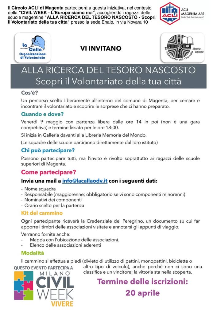 Magenta: 9 Maggio, arriva la “Civil Week”. ACLI protagonista