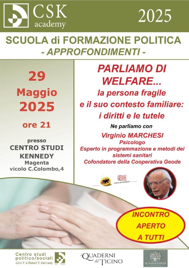 Magenta: giovedì 29 Maggio al Centro Studi Kennedy si parla di Welfare