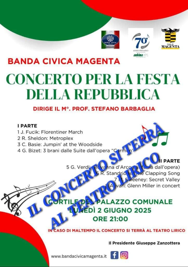 Magenta, ultima ora: il concerto della Repubblica al Teatro Lirico