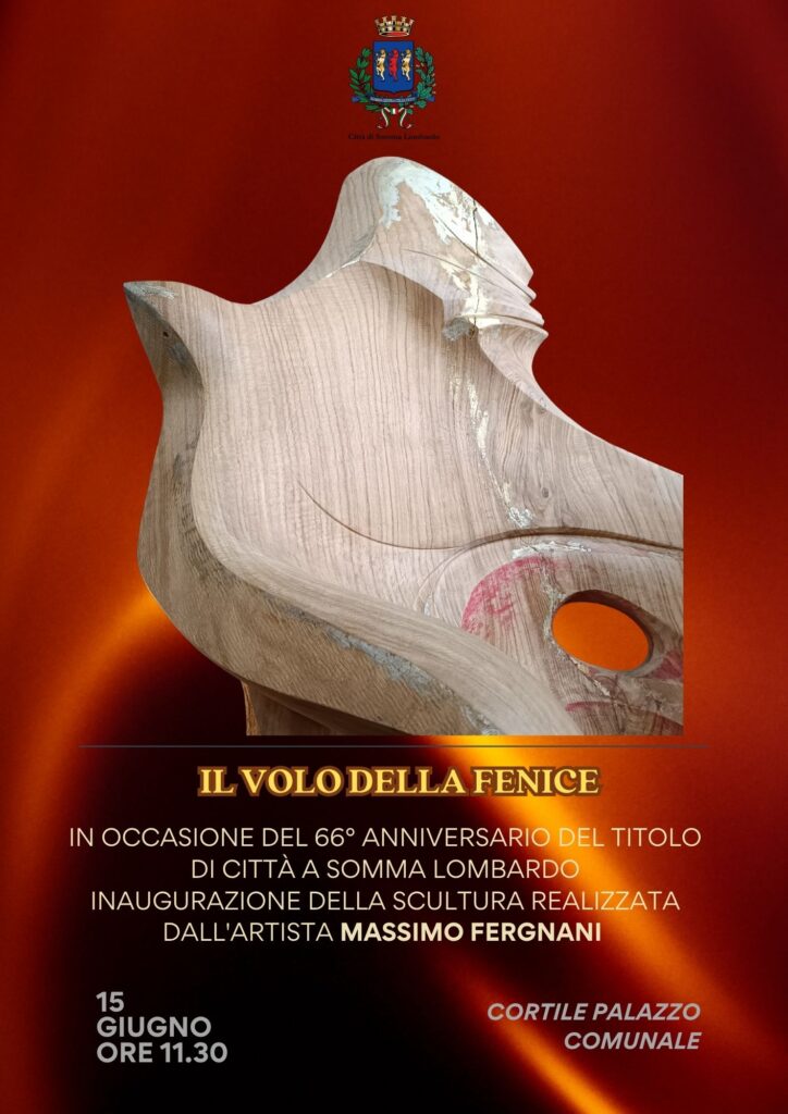 66° anniversario Somma Lombardo Città: inaugura la scultura “Il Volo della Fenice” a Palazzo Viani Visconti