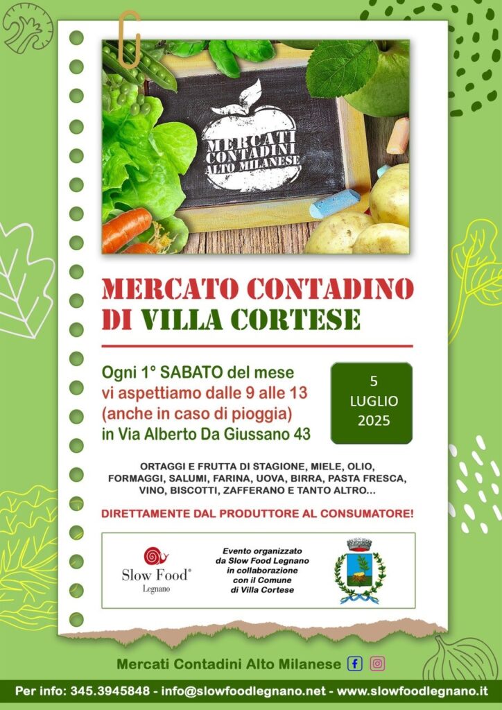 Il mercato contadino torna a Villa Cortese