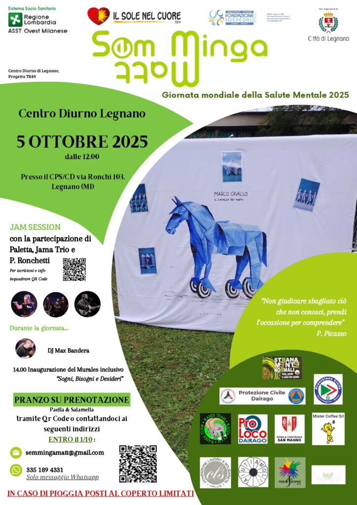 Giornata Mondiale della Salute Mentale, domenica 5 ottobre ‘Sem ming matt’ a Legnano