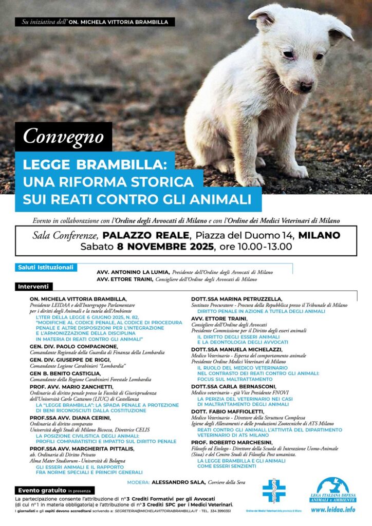 Milano. “Una riforma storica sui reati contro gli animali”
