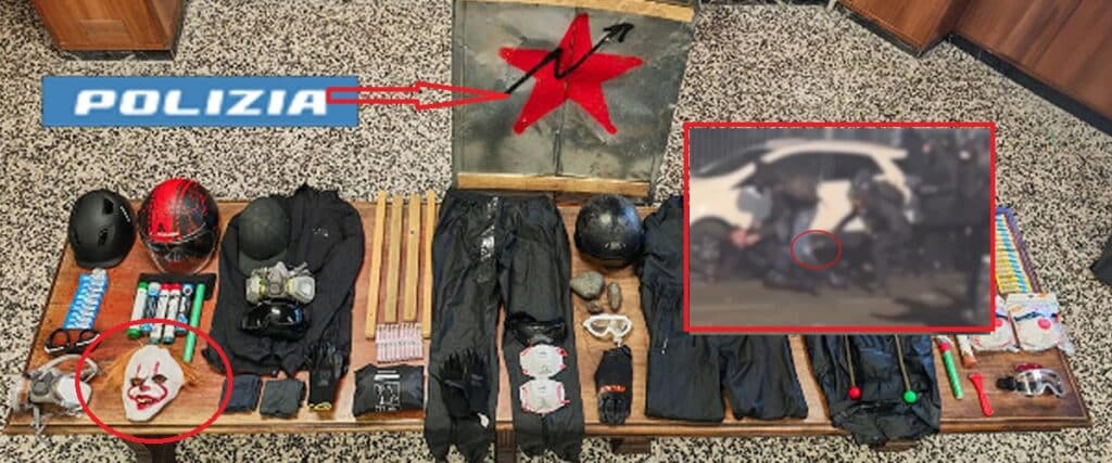 Askatasuna, la svolta: arrestato il “martellatore”: ecco chi è. Trovati laser, stelle Br e maschere da clown