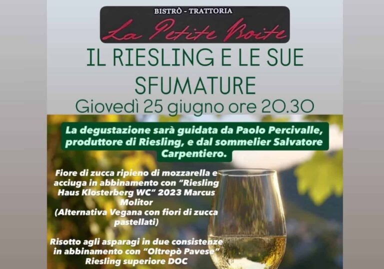 Arluno brinda col Riesling: giovedì alla Petite Boite una serata tra gusto, territorio e grandi etichette