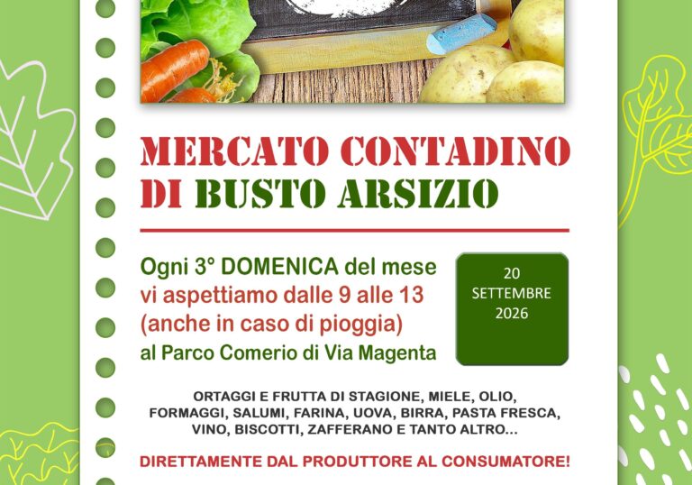 Il Mercato Contadino di Busto Arsizio sempre domenica 20 settembre al Parco Comerio