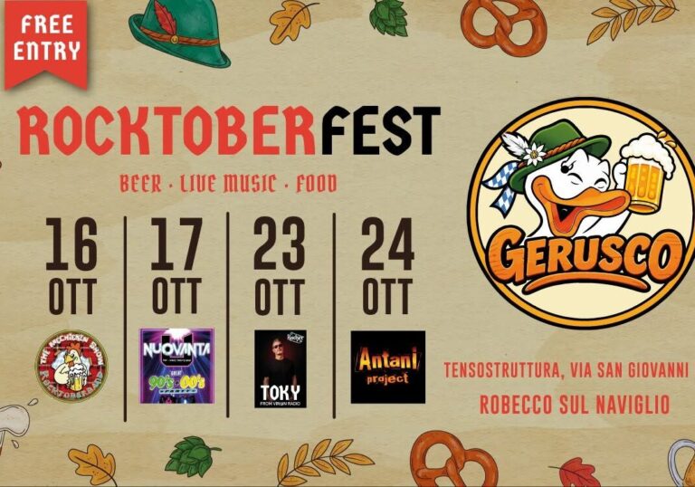 Robecco, il Rocktoberfest del Gerusco riparte con Toky e Antani Project: due notti di grande musica